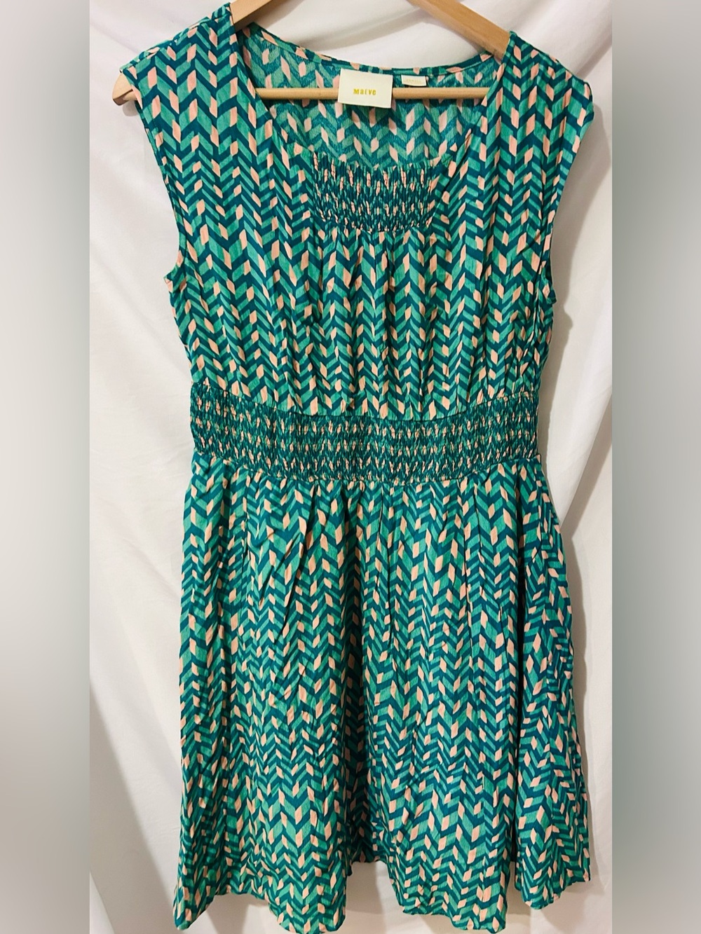 Maeve By Anthropologie Eveline Smocked Midi Greeter Boho Dress Size XS Lined